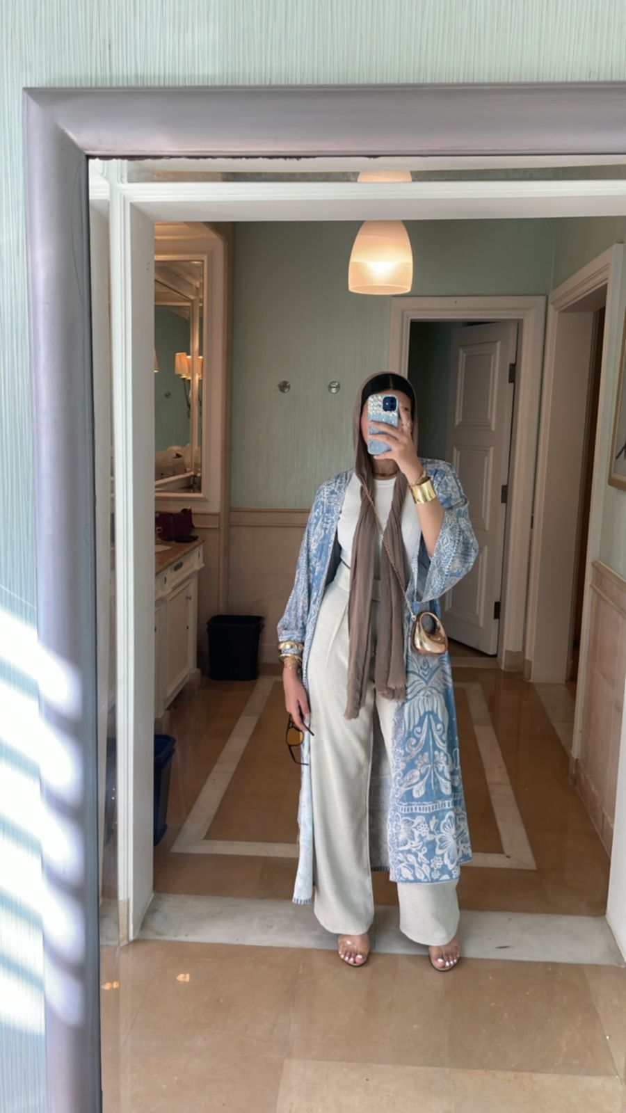 Blue Paisley Floral Longline Open Cardigan