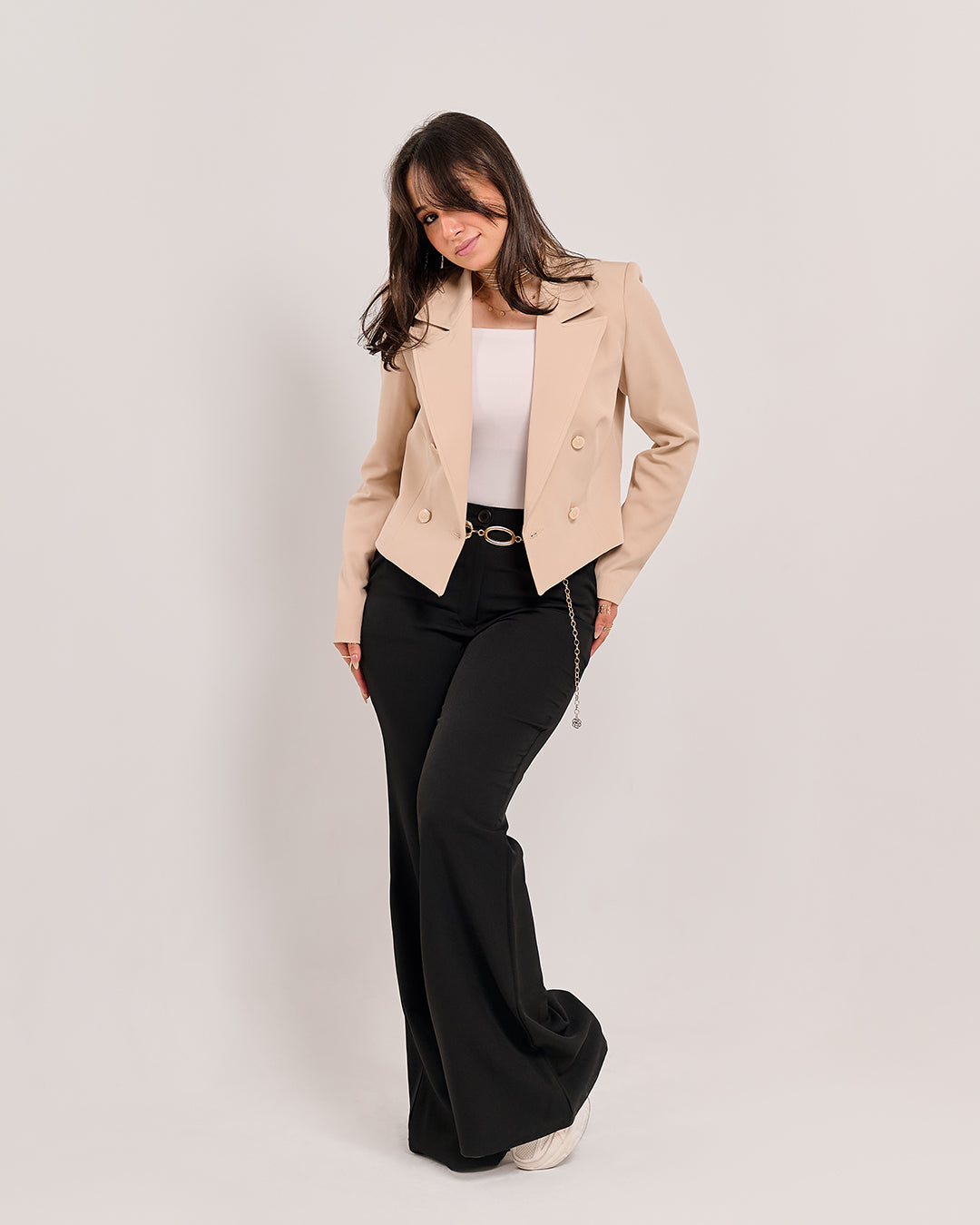 Structured Cropped Power Blazer (P115046)