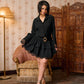 Lace-Trim Belted Ruffle Mini Dress (D4223)