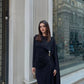 Midnight Cape-Sleeve Gathered Maxi Dress (D4236)