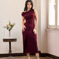 Draped Midi Dress – Sculpted Minimal Elegance (D4216)