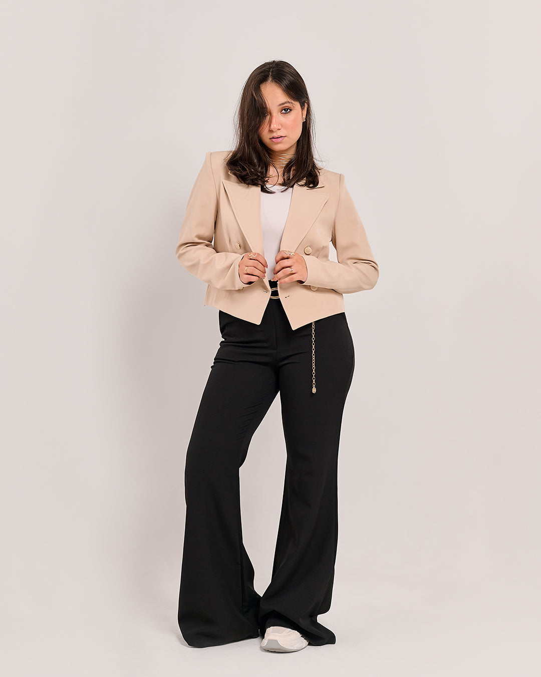 Structured Cropped Power Blazer (P115046)