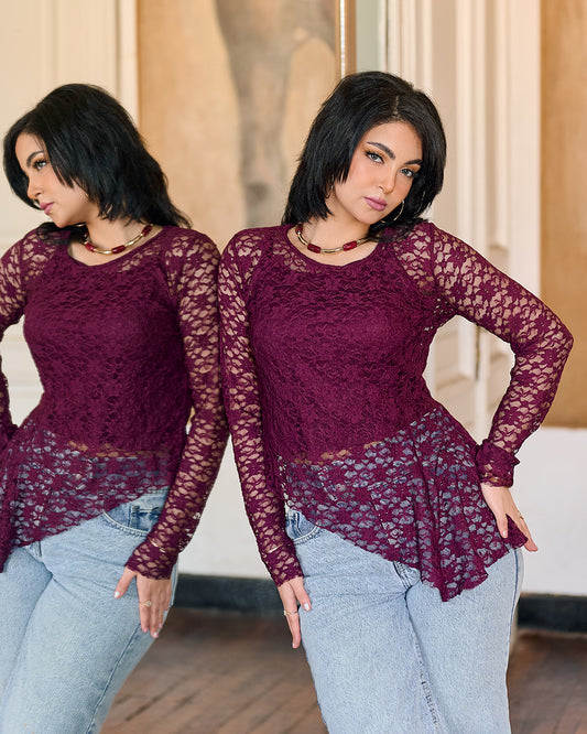 Sheer Elegance Textured Lace Top (D1238)