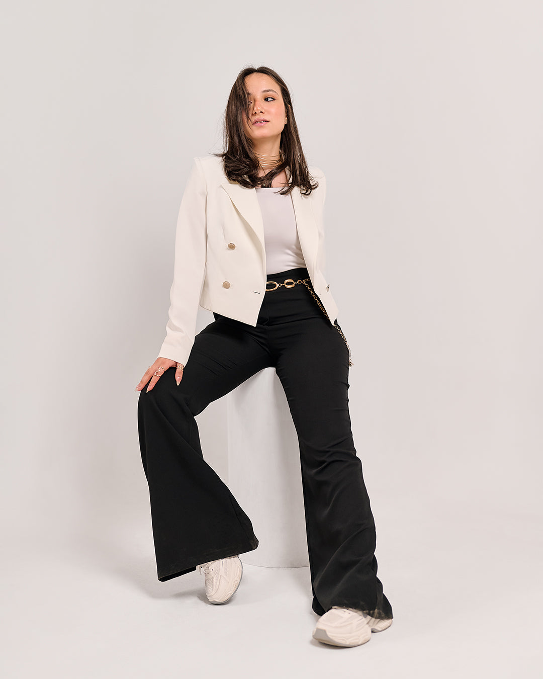 Structured Cropped Power Blazer (P115046)