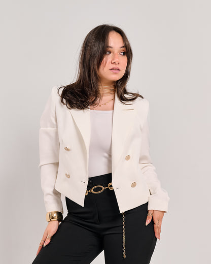 Structured Cropped Power Blazer (P115046)