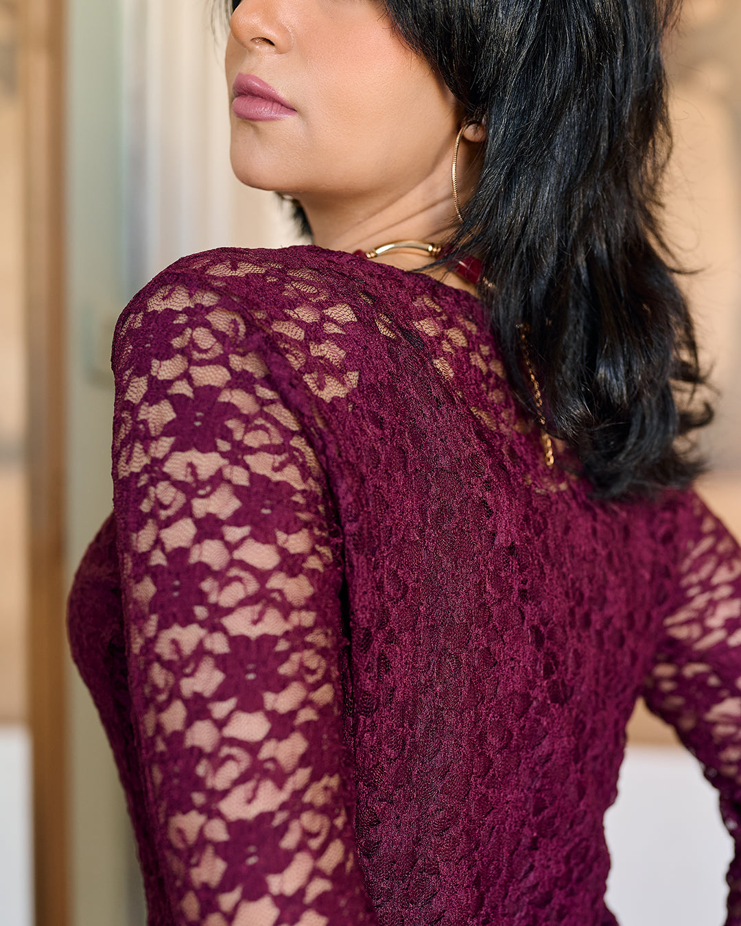 Sheer Elegance Textured Lace Top (D1238)