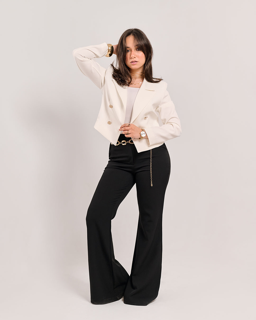 Structured Cropped Power Blazer (P115046)