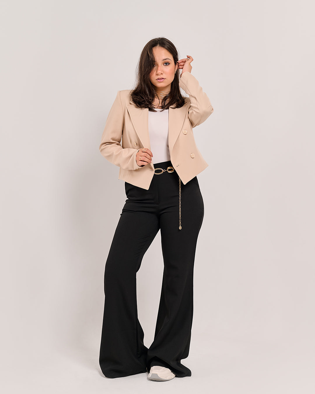 Structured Cropped Power Blazer (P115046)