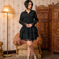 Lace-Trim Belted Ruffle Mini Dress (D4223)