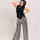 Metallic Shimmer High-Waist Flare Trousers