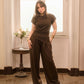 Minimal Draped Tee & Palazzo Matching Set (M261440)