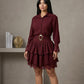 Lace-Trim Belted Ruffle Mini Dress (D4223)