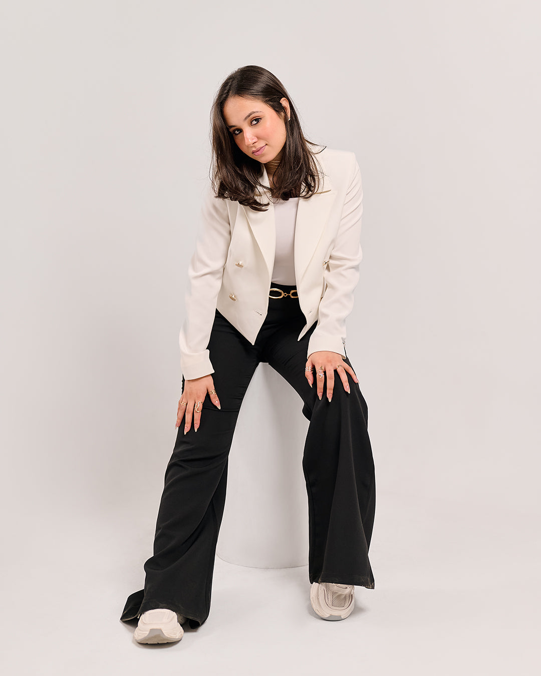 Structured Cropped Power Blazer (P115046)