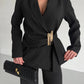 Ivory Wrap Blazer With Statement Gold Clasp (D7210)