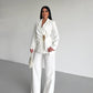 Ivory Wrap Blazer With Statement Gold Clasp (D7210)