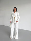 Ivory Wrap Blazer With Statement Gold Clasp (D7210)