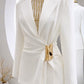 Ivory Wrap Blazer With Statement Gold Clasp (D7210)