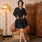Lace-Trim Belted Ruffle Mini Dress (D4223)