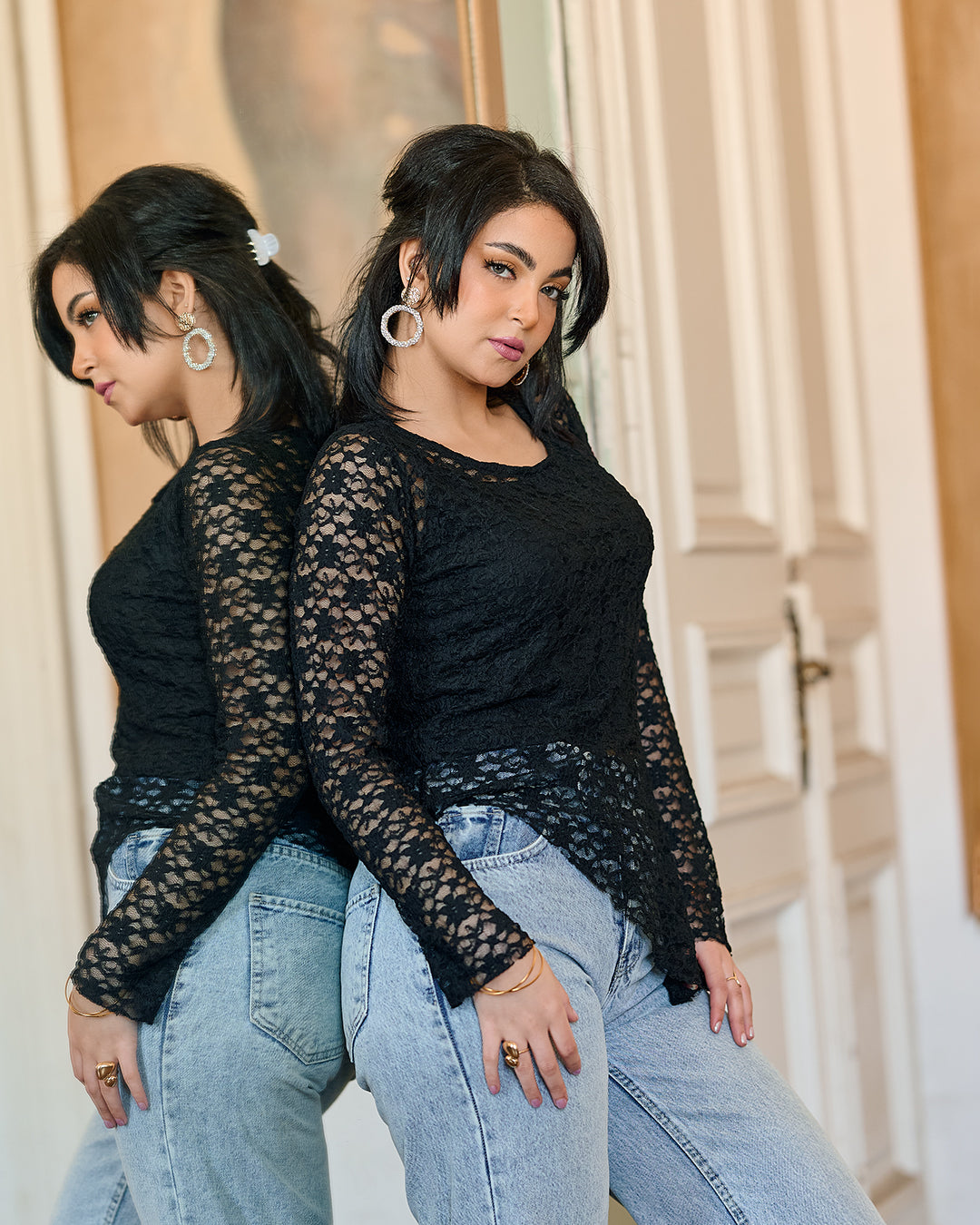 Sheer Elegance Textured Lace Top (D1238)