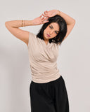 Wrap V-Neck Ruched Sleeveless Top M26-1059