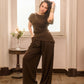 Minimal Draped Tee & Palazzo Matching Set (M261440)
