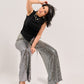 Metallic Shimmer High-Waist Flare Trousers