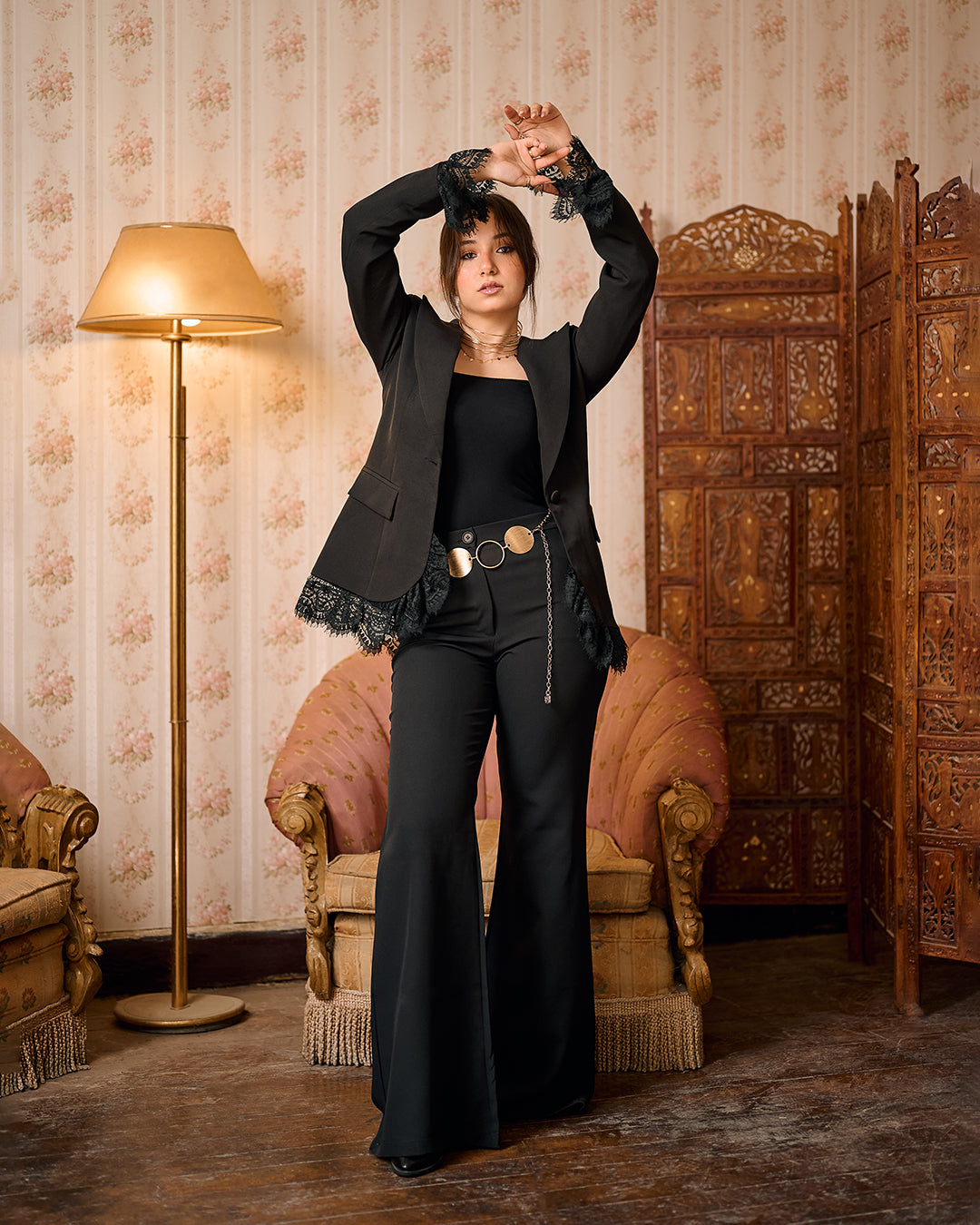 Lace Trim Tailored Blazer – Soft Power Statement (D7203)
