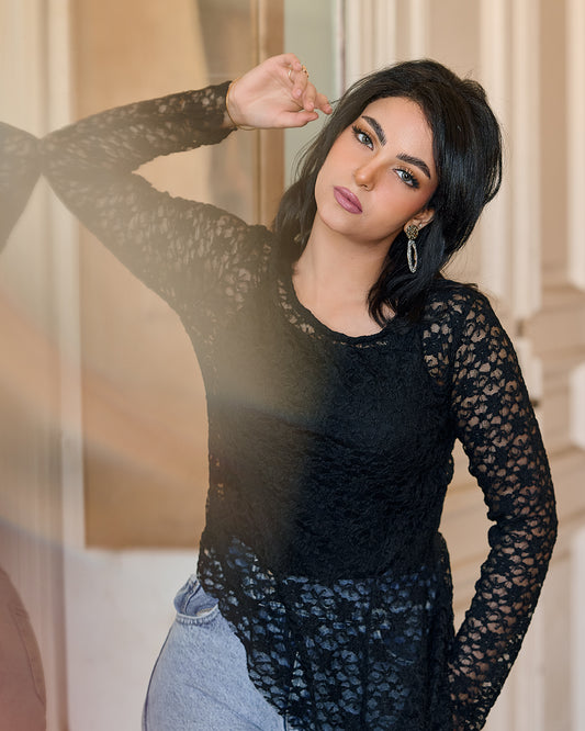 Sheer Elegance Textured Lace Top (D1238)