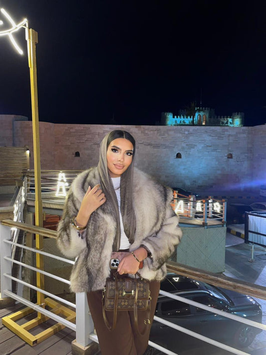 Grey Faux Fur Jacket – Winter Casual Luxury