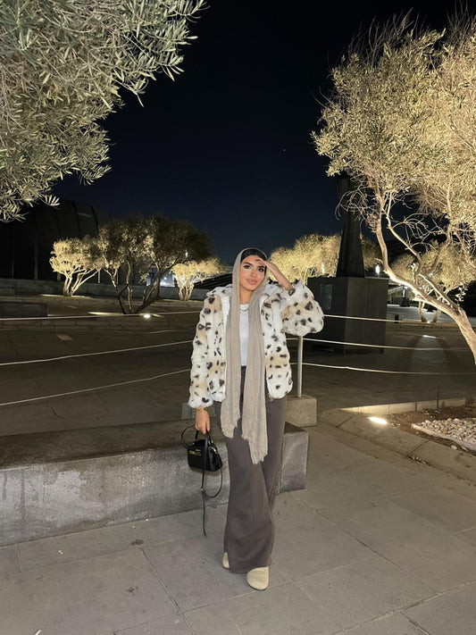 Zipper Leopard Fur Jacket